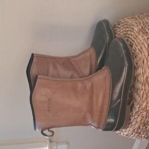 Orvis Mens Vintage Insulated/Waterproof Duck Boots Brown Leather/Rubber Zipper 9